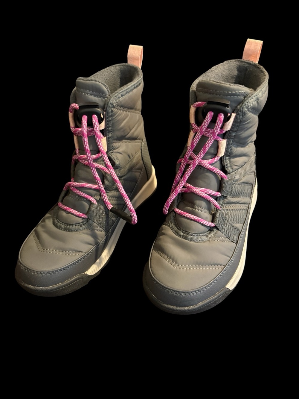 Youth Grey Winter Boots with Pink Laces